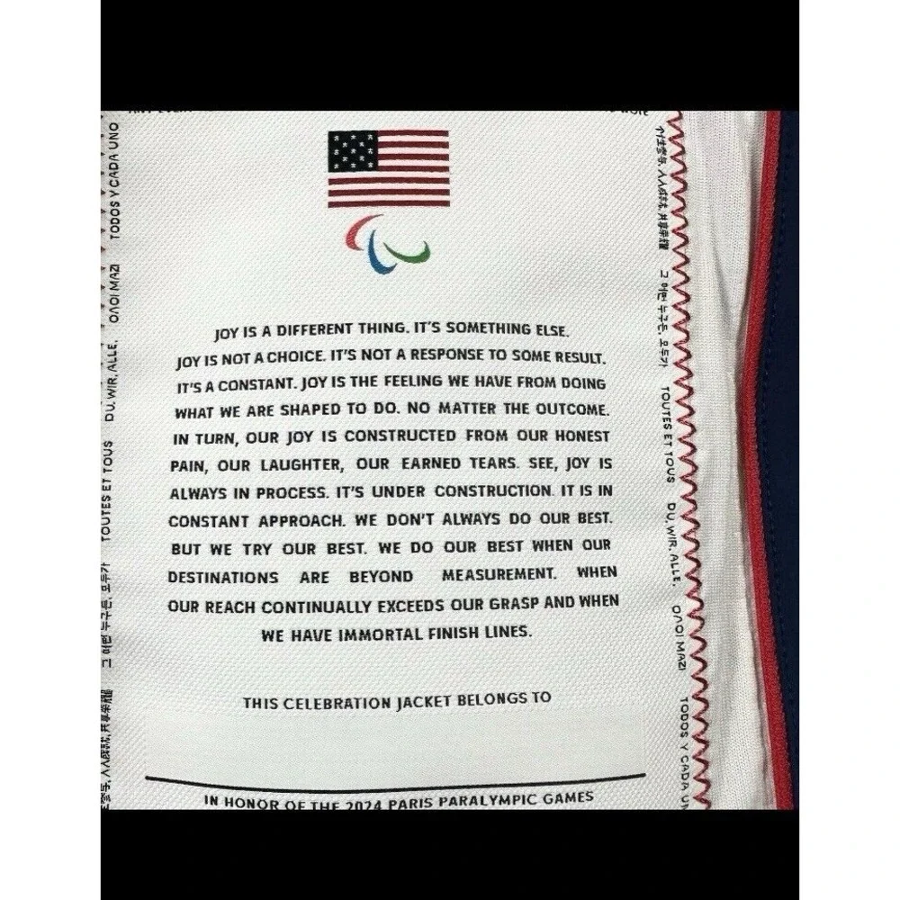 Nike Women's‎ Xs Paris 2024 Paralympic Team Issued USA Olympic Jacket DZ3573-492